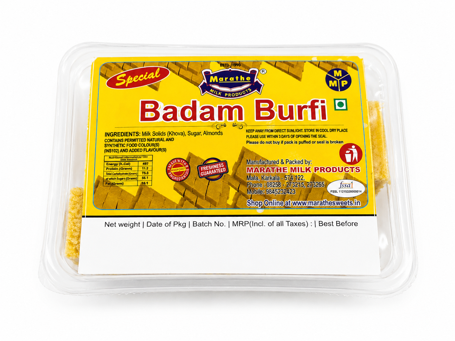 ChatGPT Image Jul 29, 2026, 02_08_58 PM Badam Burfy (250g Pack)14-to-16Pcs - Image 1