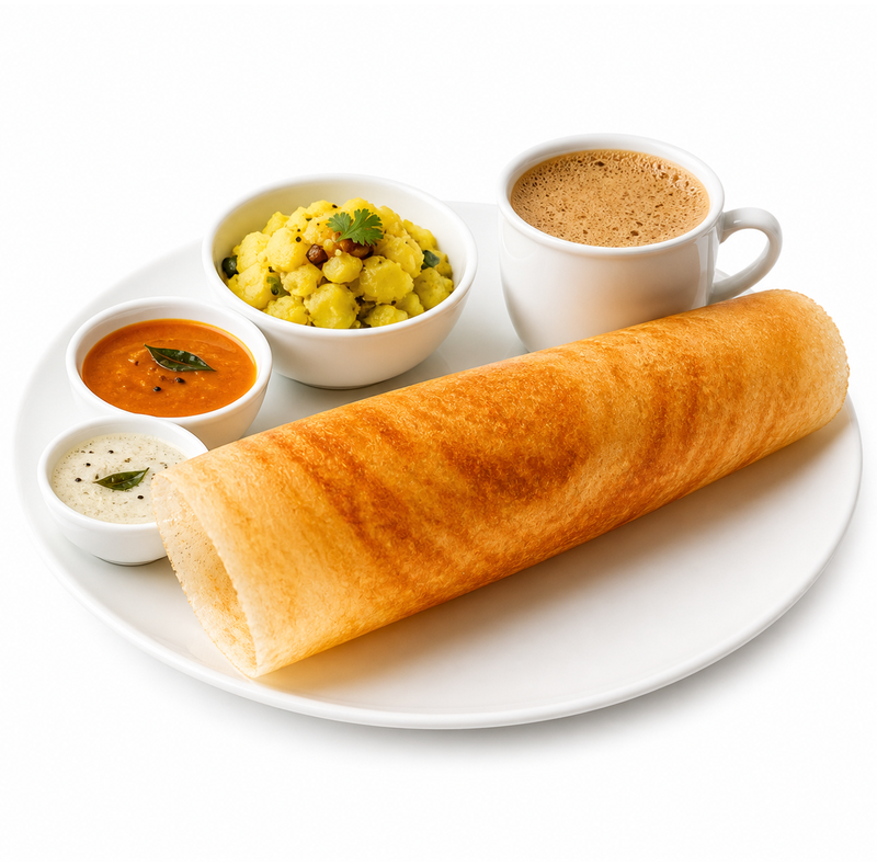 masala-dosa-coffee-combo Masala Dosa + Coffee Combo - Image 1
